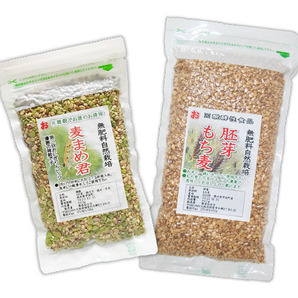 自然栽培 麦まめ君(200g)＆胚芽もち麦 (400g)★熊本県産★長年、無肥料・無農薬の究極の自然農法・自家採取で作っています♪栄養豊富な雑穀