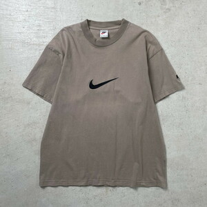 90年代 NIKE ナイキ スウォッシュ ヘビーウェイト ワンポイントロゴ刺繍 Tシャツ メンズL