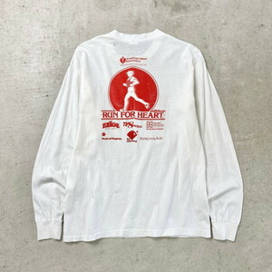 80年代 USA製 RUN FOR HEART プリント ロングTシャツ メンズM相当