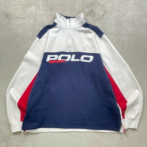 90年代 POLO SPORT Ralph Lauren ポロスポーツ ラルフローレン ポロスポ スウェットシャツ ハーフジップ メンズXL