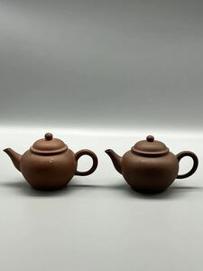 中国 80年代朱泥 急須 一対 紫砂 煎茶道具 