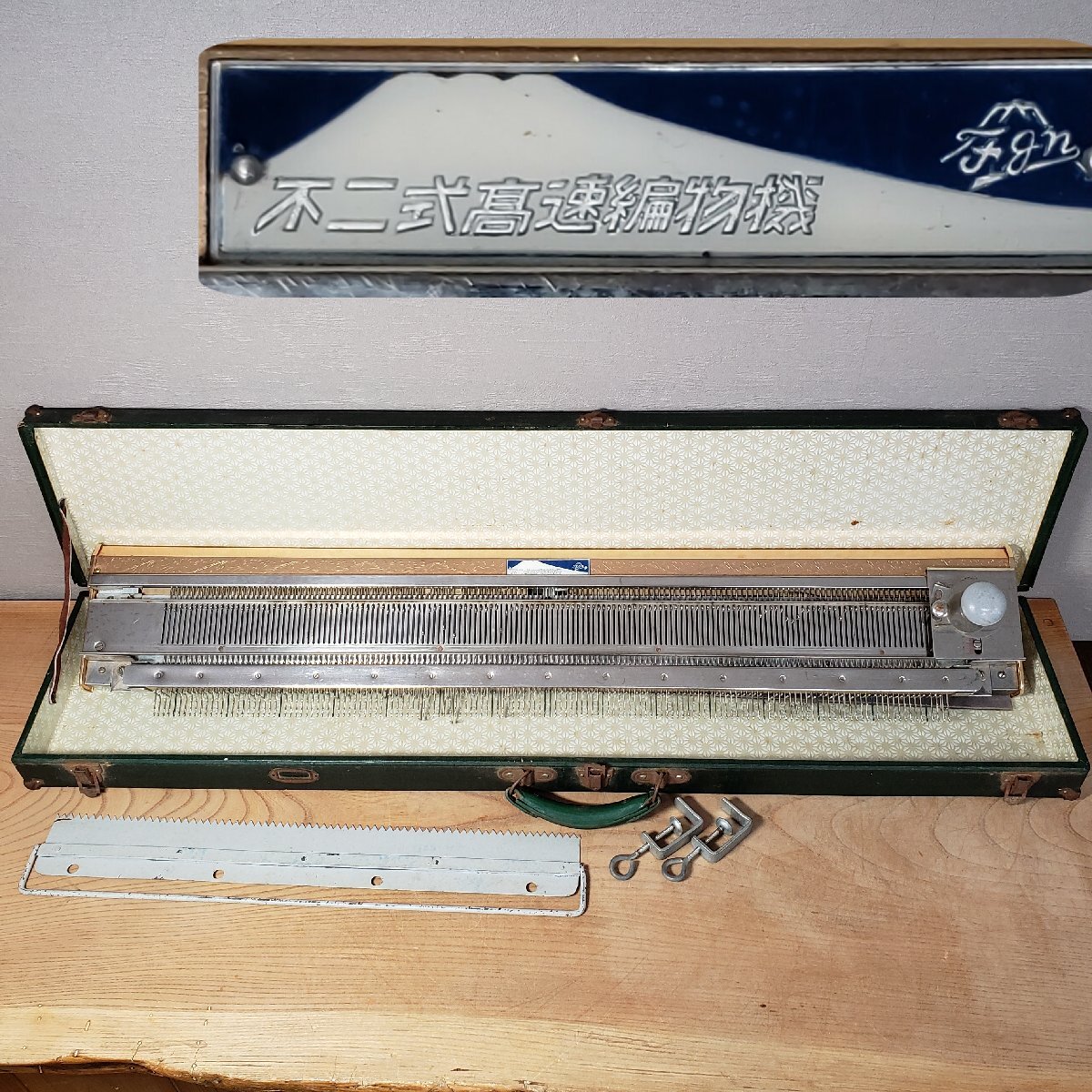 Fuji type high speed knitting machine Fuji knitting machine knitting machine handicraft sewing retro interior antique ornament secondhand decoration object old folk goods current item wool [140e1872], hand craft, handicraft, knitting, others