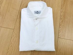 【美品】SCROLL★SLIMFIT★シャドー柄ホリゾンカラーシャツ★白★M