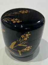 5523 茶道具 棗 葵春作 菜の花蒔絵中棗 未使用中古品 金彩 漆器 _画像2