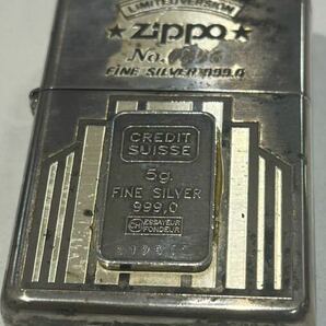 6114 ZIPPO オイルライター 喫煙具 No.0856 純銀インゴット5g付き 火花確認済 ヴィンテージ の画像2