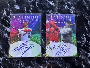 限定1,000枚限定 PLATINUM CUTS 2枚セット 大谷翔平&ベーブルース デュアルカード 大谷翔平プリントカード ドジャース エンゼルス