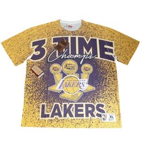 訳あり 未使用品 mitchell&ness ミッチェルアンドネス XＬ 半袖Tシャツ Tシャツ 総柄 レイカーズ Lakers NBA _画像1