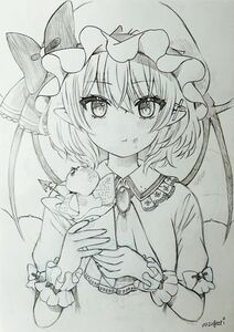 レミリア・スカーレット 東方 イラスト　手描き　アナログ 鉛筆 ラフ画 下描き 