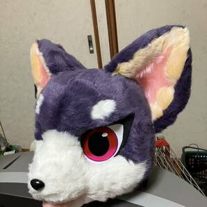 ファースーツ ケモノ 着ぐるみ 一式 犬 紫/白 アトラク コスプレ fursuitの画像3