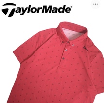 着用少 極美品 近年新作 Taylor Made 吸水速乾 ストレッチ 総柄 半袖ポロシャツ メンズL テーラーメイド ゴルフウェア _画像1