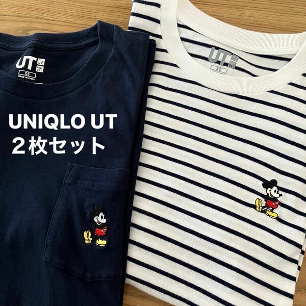 UNIQLO ユニクロ　Tシャツ　２枚セット　サイズXS ミッキー刺繍　UT 半袖 