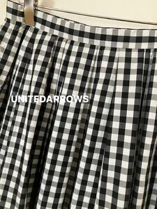 UNITED ARROWS GREEN LABEL ギャザースカート　サイズ38 ギンガムチェック　綿・ナイロン　裏地付き　