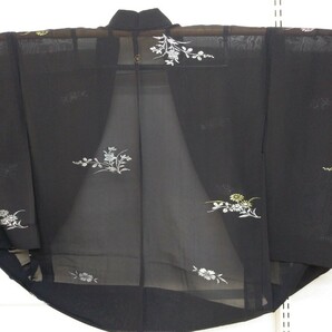 YA5257 和装 レトロ 可愛い 紗 夏羽織 縫紋入り 絹 身丈約79㎝/裄約63㎝ リメイク素材 材料の画像3
