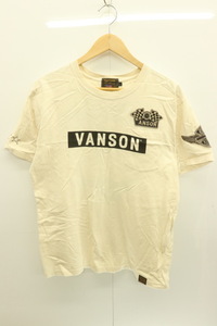 【中古】 VANSON メンズTシャツ L ポケット Tシャツ VANSON L アイボリー ロゴ