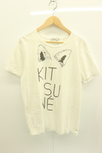 【中古】 KITSUNE メンズTシャツ M Tシャツ KITSUNE M 白 ホワイト プリント