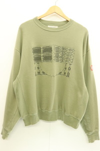 【中古】 C.E メンズスウェット M NOT IDENTICAL TO CREW NECK C.E M カーキ 刺繍