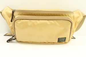 【中古】 PORTER メンズウエストポーチ - PLAN WAIST BAG PORTER - 金 ゴールド ロゴ