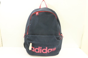 【中古】 adidas レディースリュック バックパック - リュック バックパック adidas - 紺 ネイビー ピンク 桃 ロゴ