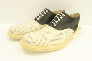 [ б/у ] DRY BONES мужской кожа обувь 8 перфорирование туфли с цветными союзками DRY BONES 8 чёрный черный белый белый одноцветный 