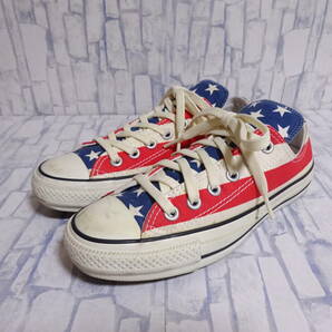 CONVERSE ALL STAR Chuck Taylor ローカット スニーカー 星条旗柄 アメリカ国旗 白 赤 紺 レディース 24cm US5 コンバース オールスターの画像1