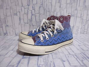 MISSONI x CONVERSE ALL STAR ハイカット スニーカー 総柄 エンジ 青 レディース 24.5cm US7.5 ミッソーニ コンバース オールスター