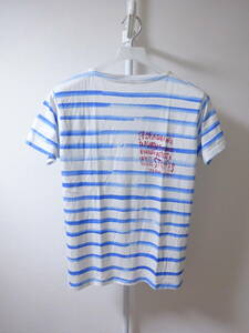 Porter Classic 半袖Tシャツ ボーダー柄 白 水色 青 メンズ M ポータークラシック