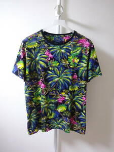 POLO RALPH LAUREN 半袖Tシャツ フラミンゴ 椰子の木 リゾート柄 総柄 ピンク 緑 黒 黄色 メンズ XL ポロラルフローレン