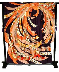 【最高峰】新品同様 金駒シシュウ 吉祥束ね熨斗文 クリーニング済 振袖 身丈162ｃｍ 裄丈64ｃｍ T3276