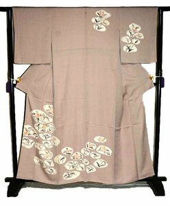 【最高級】美品 シシュウ 草花分 1つ紋 品のある訪問着 身丈160ｃｍ 裄丈62.5ｃｍ T3288