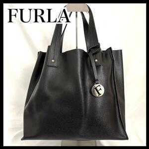 FURLA フルラ レザー トートバッグ ブラック 保存袋付き