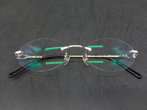 v[290] Cartier glasses / Cartier I wear Eyewear glasses oval borderless none frame date silver 