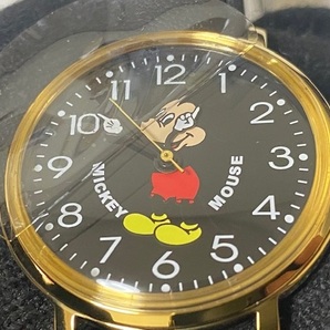 Disney ディズニー ミッキーマウス デザイン 黒革ベルト 腕時計 展示品未使用の画像3