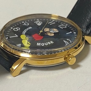 Disney ディズニー ミッキーマウス デザイン 黒革ベルト 腕時計 展示品未使用の画像4