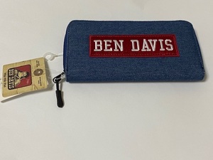 BEN DAVIS ベンデイビス デニム調 / 赤ロゴ ラウンドジップ 長財布 展示未使用品