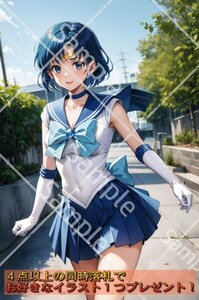 セーラームーン マーキュリー 水野亜美 A4 純正光沢紙 同人ポスター ８色高精細印刷 イラスト 昭和平成アニメ かわいい 美少女 177