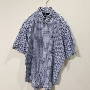 ラルフローレン RalphLauren BLAKE 半袖シャツ ボタンダウン チェック ブルー系 Lサイズ