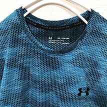 ★アンダーアーマー UNDER ARMOR 半袖 Tシャツ ブルー系 ヒートギア 2XLサイズ 迷彩柄_画像2