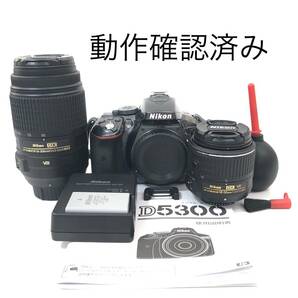 1円〜 動作確認済み Nikon ニコン D5300 / DX AF-S NIKKOR 55-300mm 1:4.5-5.6 G ED VR / Nikon DX VR 18-55mm 1:3.5-5.6 GⅡの画像1