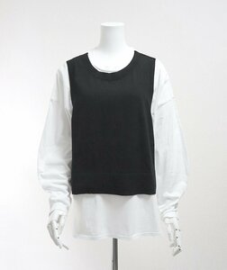 ENFOLD ◆ ニットドッキング カットソー 黒/白 サイズ38 (定価2.9万円) レイヤード 長袖Tシャツ エンフォルド ◆ZZ2