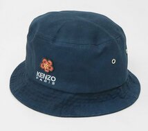 未使用★ KENZO ケンゾ― ◆ BUCKET HAT CANVAS BOKE FLOWER バケットハット Mサイズ ネイビー 帽子 フラワー刺繍 バケハ ◆HA12_画像3