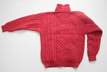 イギリス製 JOHN MOLLOY ◆ ケーブル編み ニット カーディガン 襟付き レッド 赤 ジョンモロイ ◆HA15_画像2