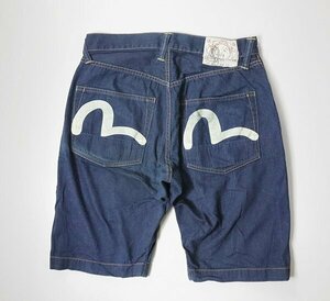 EVISU エヴィス ◆ LOT.7001 デニム ハーフパンツ W34 *カモメペイント ショーツ インディゴ ◆DF12