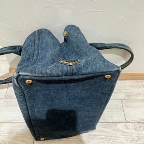 ■1円〜 ＜美品!!＞■ PRADA プラダ ハンドバッグ トートバッグ カナパ デカロゴ 三角ロゴ A4収納 ゴールド金具 ブラック 黒色の画像6