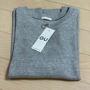 新品未使用タグ付き!ＧＵレディースリングジップＴシャツM size！グレー