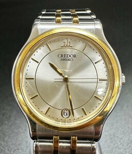 【行董】AG000ABH92 SEIKO セイコー CREDOR クレドール 8J86-6A00 ☆稼働品☆ デイト 18KT イエローゴールド コンビ クォーツ 腕時計