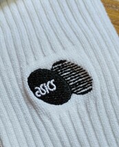 【asics】アシックス・スポーツソックス・ハイソックス・ロゴ刺繍（黒）・太リブ・25cm・白ソックス_画像3