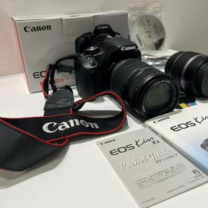 【ND-2406a】1円スタート CANON EOS kiss X3 キャノン 付属レンズ付き レンズ2個 通電動作未確認 ヴィンテージ 保管品の画像2