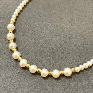 rm) ベビーパール K18 ネックレス 真珠 パール 750 18金 金 総重量:約 8g サイズ:約 3～5mm程 アクセサリー ※中古 ケース付