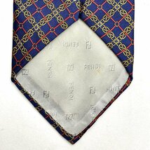 rm) FENDI フェンディ チェーン モチーフ 100% SILK/SETA 表記 ネクタイ 服飾 MADE IN ITALY 中古 USED_画像6