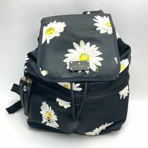 rm) kate spade ケイトスペード ナイロン リュックサック バックパック マーガレット 花柄 黒色 ブラック ※中古